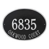 Whitehall Hawthorne Oval Estate Wall 2-Line Personalized Address Plaque - Black/Silver