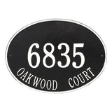 Whitehall Hawthorne Oval Estate Wall 2-Line Personalized Address Plaque - Black/White