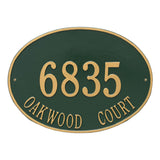 Whitehall Hawthorne Oval Estate Wall 2-Line Personalized Address Plaque - Green/Gold