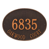 Whitehall Hawthorne Oval Estate Wall 2-Line Personalized Address Plaque - Oil-Rubbed Bronze