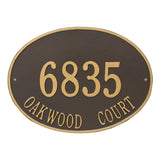 Whitehall Hawthorne Oval Estate Wall 2-Line Personalized Address Plaque - Bronze/Gold