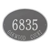 Whitehall Hawthorne Oval Estate Wall 2-Line Personalized Address Plaque - Pewter/Silver
