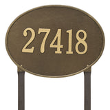 Whitehall Hawthorne Oval Estate Lawn 1-Line Personalized Address Plaque - Antique Brass