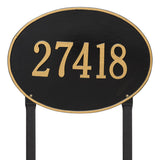 Whitehall Hawthorne Oval Estate Lawn 1-Line Personalized Address Plaque - Black/Gold