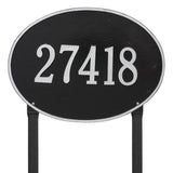 Whitehall Hawthorne Oval Estate Lawn 1-Line Personalized Address Plaque - Black/Silver