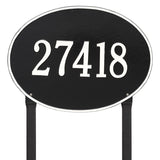 Whitehall Hawthorne Oval Estate Lawn 1-Line Personalized Address Plaque - Black/White