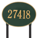 Whitehall Hawthorne Oval Estate Lawn 1-Line Personalized Address Plaque - Green/Gold