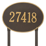 Whitehall Hawthorne Oval Estate Lawn 1-Line Personalized Address Plaque - Bronze/Gold