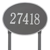 Whitehall Hawthorne Oval Estate Lawn 1-Line Personalized Address Plaque - Pewter/Silver