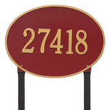 Whitehall Hawthorne Oval Estate Lawn 1-Line Personalized Address Plaque - Red/Gold