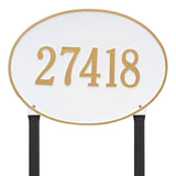 Whitehall Hawthorne Oval Estate Lawn 1-Line Personalized Address Plaque - White/Gold