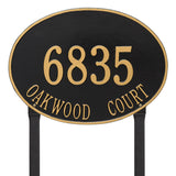 Whitehall Hawthorne Oval Estate Lawn 2-Line Personalized Address Plaque - Black/Gold