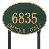 Whitehall Hawthorne Oval Estate Lawn 2-Line Personalized Address Plaque - Green/Gold