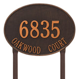 Whitehall Hawthorne Oval Estate Lawn 2-Line Personalized Address Plaque - Oil-Rubbed Bronze