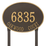 Whitehall Hawthorne Oval Estate Lawn 2-Line Personalized Address Plaque - Bronze/Gold