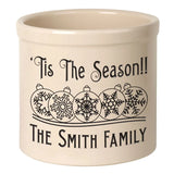 Whitehall Snowflake Ornament 2 Gallon Stoneware Personalized Crock - Bristol Crock, Black Engraving