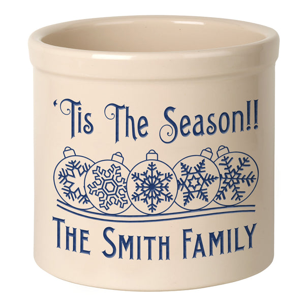 Whitehall Products Whitehall Snowflake Ornament 2 Gallon Stoneware Personalized Crock