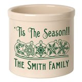 Whitehall Snowflake Ornament 2 Gallon Stoneware Personalized Crock - Bristol Crock, Green Engraving