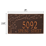 Whitehall Spring Blossom Estate Wall 2-Line Personalized Address Plaque - dimensions