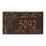 Whitehall Spring Blossom Estate Wall 2-Line Personalized Address Plaque - Oil-Rubbed Bronze