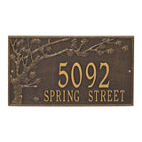 Whitehall Spring Blossom Estate Wall 2-Line Personalized Address Plaque - Bronze/Gold