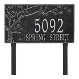 Whitehall Spring Blossom Estate Lawn 2-Line Personalized Address Plaque - Black/Silver