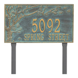 Whitehall Spring Blossom Estate Lawn 2-Line Personalized Address Plaque - Bronze/Verdigris