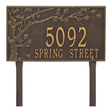 Whitehall Spring Blossom Estate Lawn 2-Line Personalized Address Plaque - Bronze/Gold
