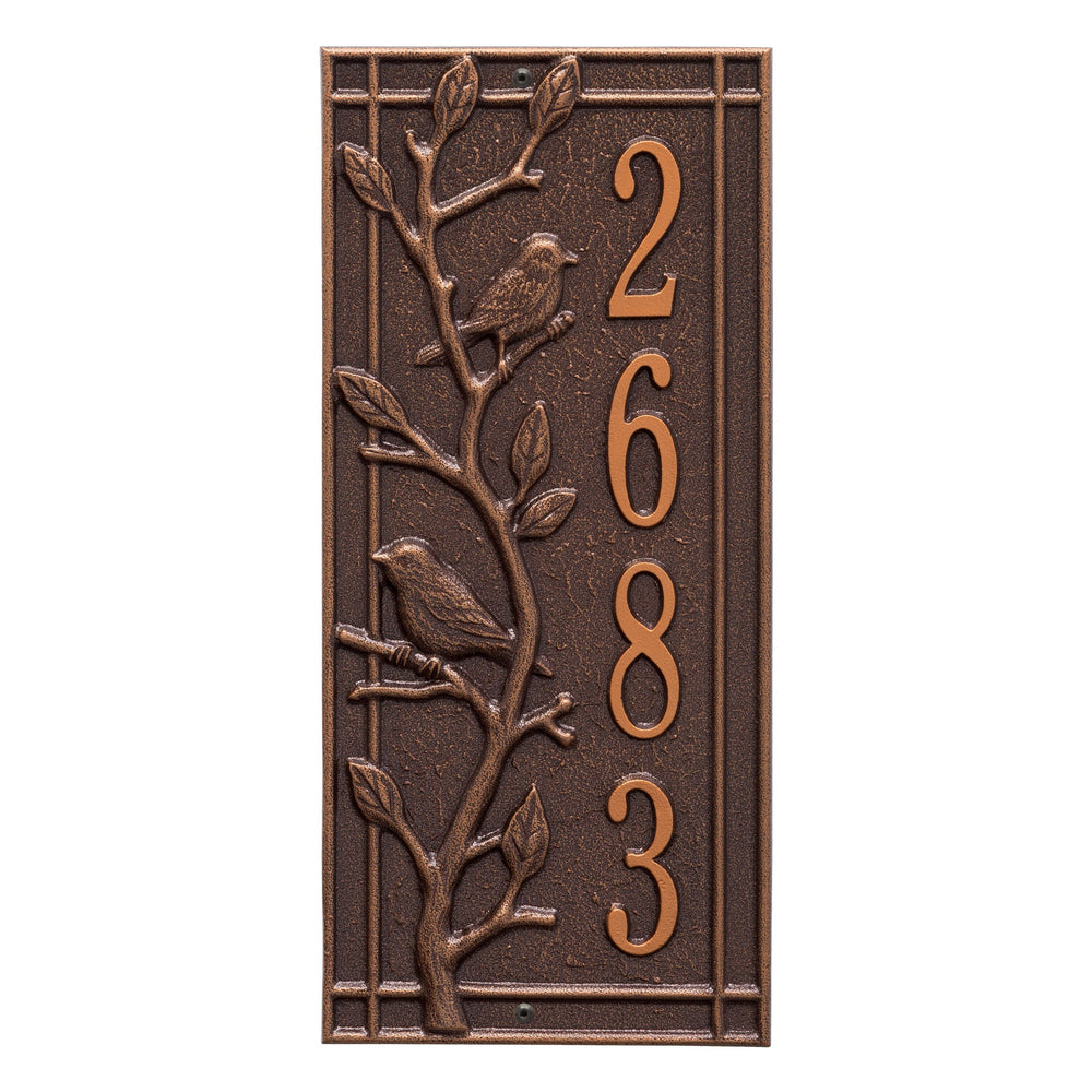 Whitehall Woodridge Vertical Standard Wall 1-Line Personalized Address Plaque - Antique Copper