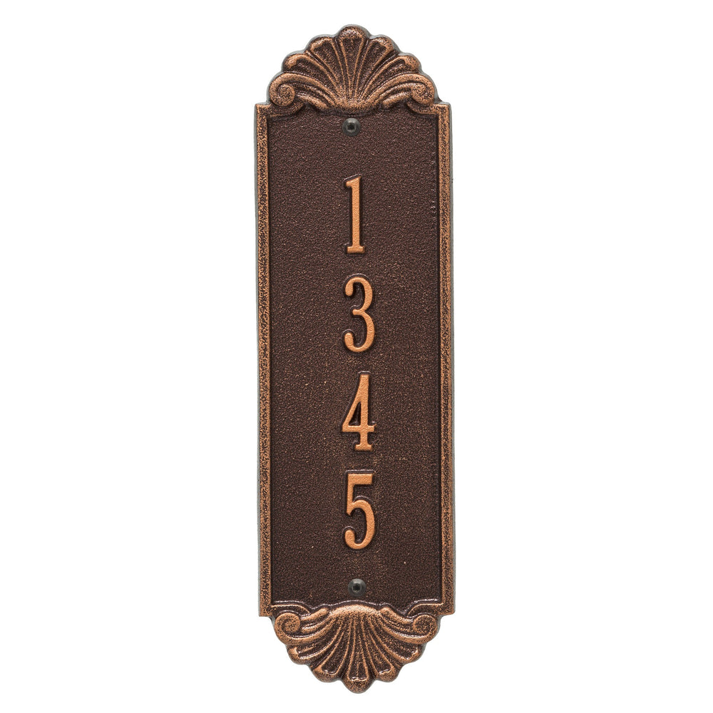 Whitehall Shell Vertical 12 Wall 1-Line Personalized Address Plaque - Antique Copper