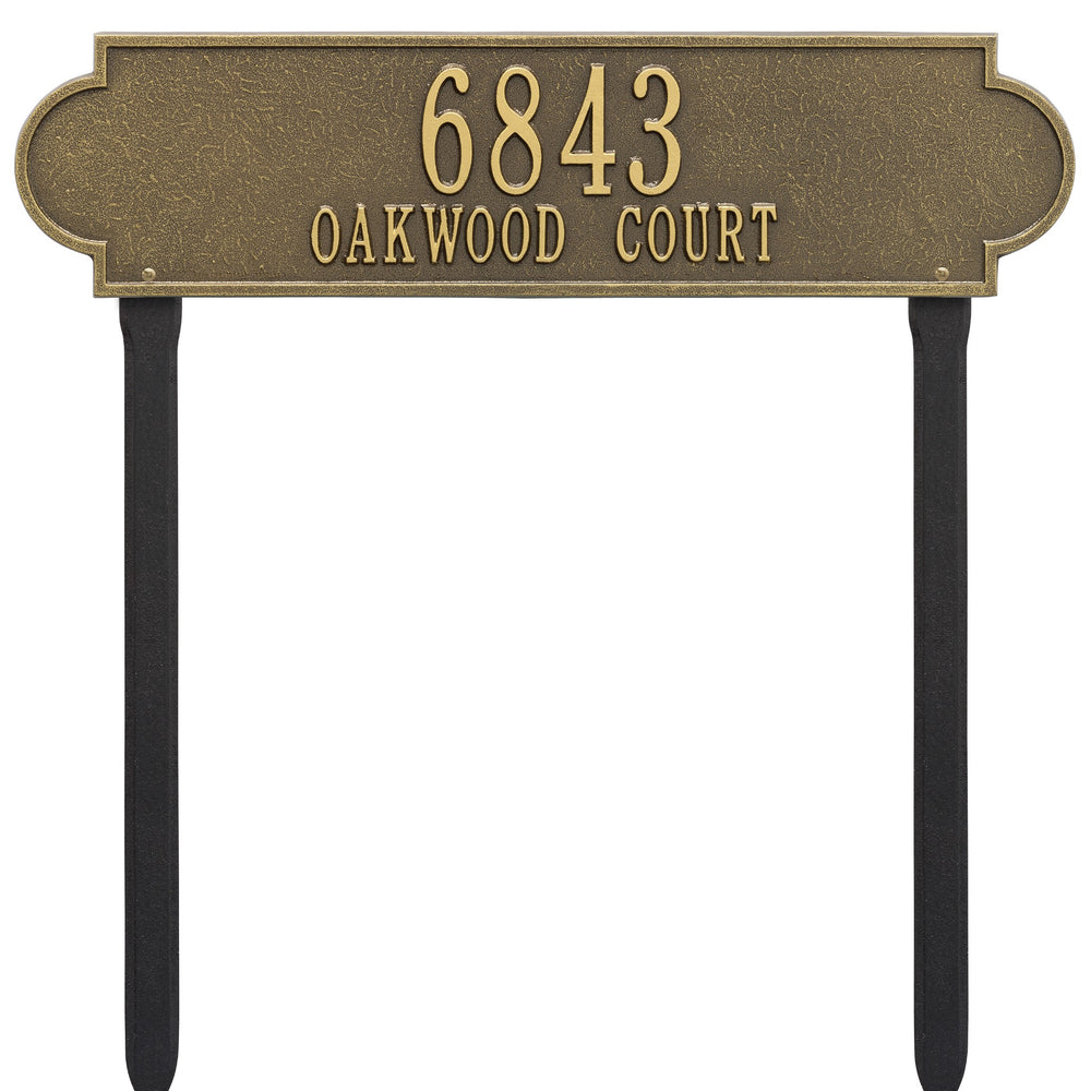 Whitehall Richmond Estate Lawn 2-Line Personalized Address Plaque - Antique Brass