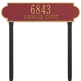 Whitehall Richmond Estate Lawn 2-Line Personalized Address Plaque - Red/Gold
