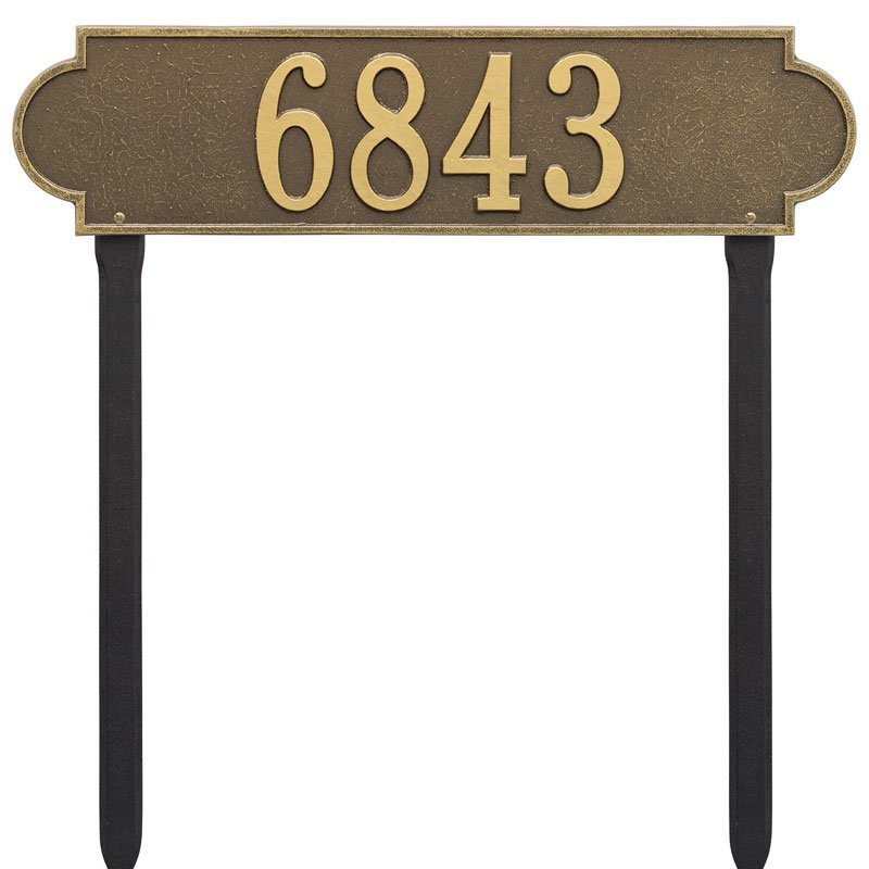 Whitehall Richmond Estate Lawn 1-Line Personalized Address Plaque - Antique Brass