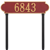 Whitehall Richmond Estate Lawn 1-Line Personalized Address Plaque - Red/Gold