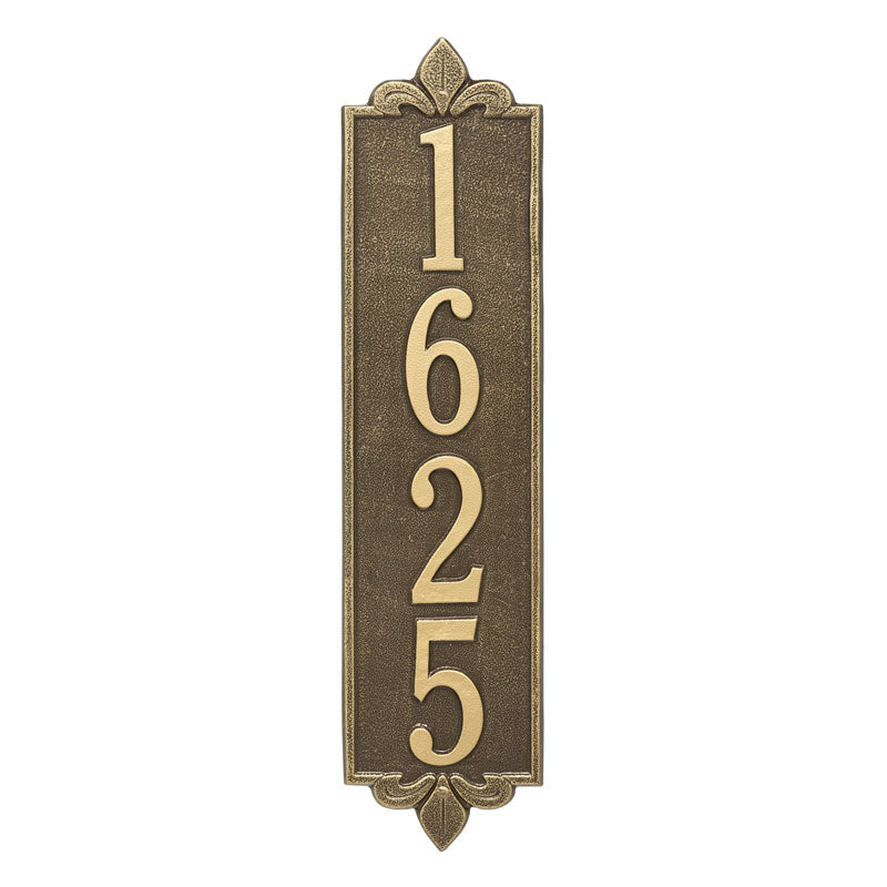 Whitehall Lyon Vertical Estate Wall 1-Line Personalized Address Plaque - Antique Brass