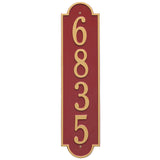 Whitehall Richmond Vertical Estate Wall 1-Line Personalized Address Plaque - Red/Gold
