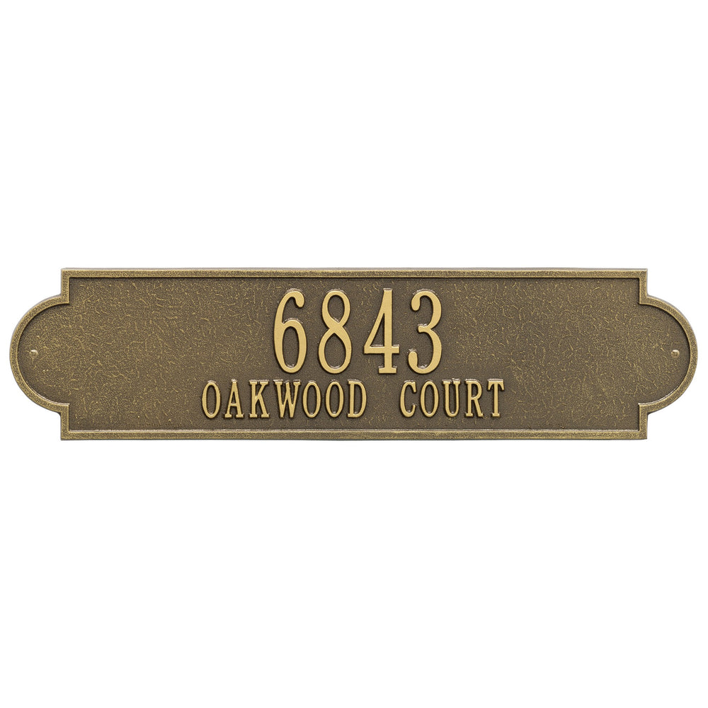 Whitehall Richmond Estate Wall 2-Line Personalized Address Plaque - Antique Brass