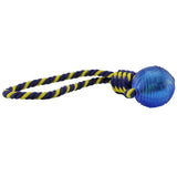 Twisted Chews Cotton Rope Dog Toy - Braided Knot Tug with 2.5" TPR Ball 14"