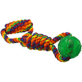 Kaleidoscope Rope Dog Toy - Handle Tug with TPR Ball 14"