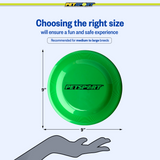 Tuff Disk Flexible Flying Disc Dog Toy, 9" size guide