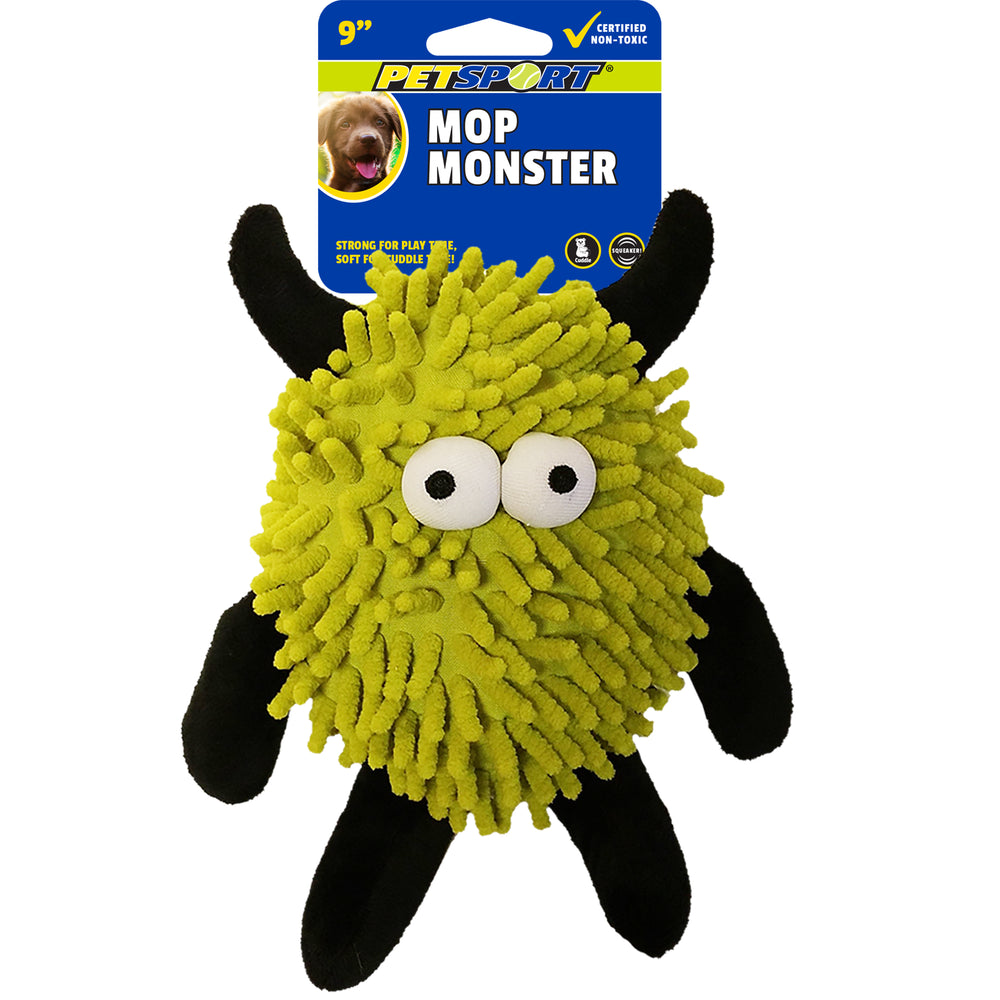 Mop Monster Plush Squeaky Dog Toy, 9"