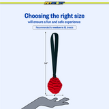 Twisted Chews Heavy-Duty Webbing Tug Dog Toy size guide - Cherry Bomberr 14"