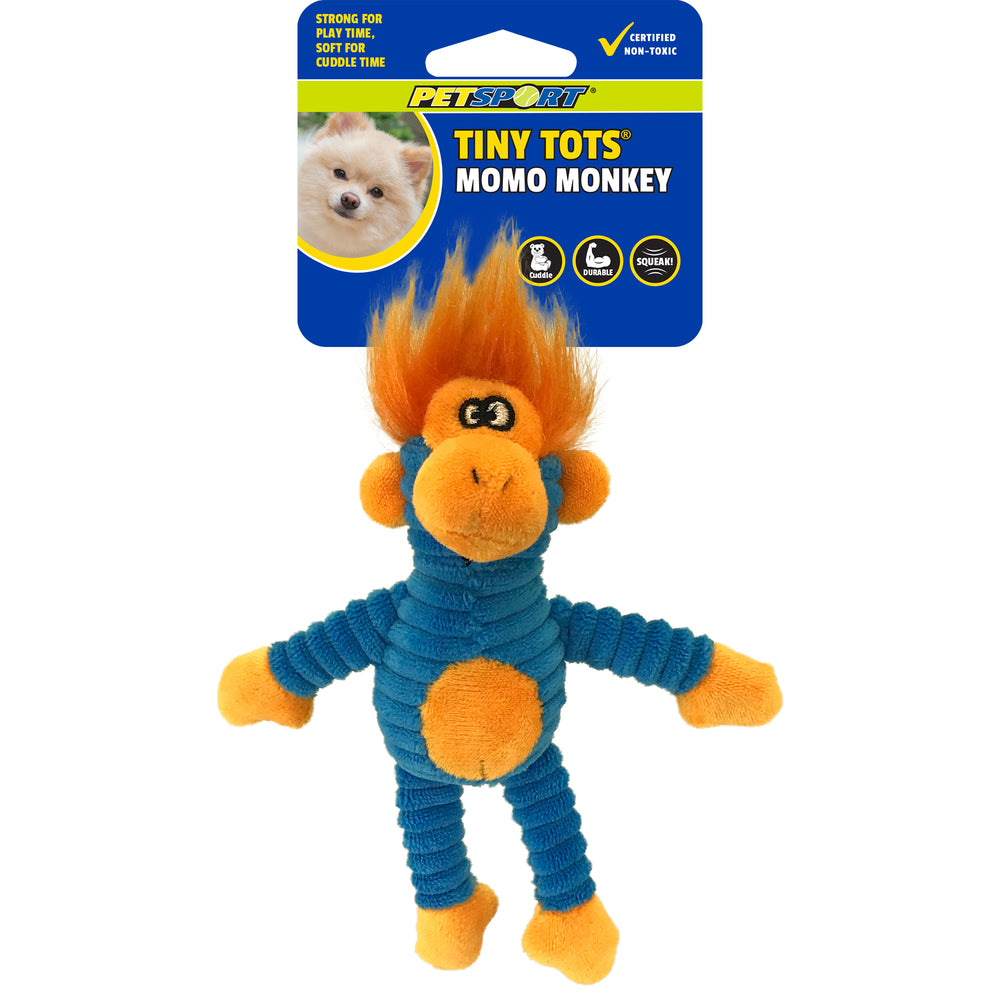 Momo Monkey Plush Squeaky Dog Toy - Tiny Tots 6"