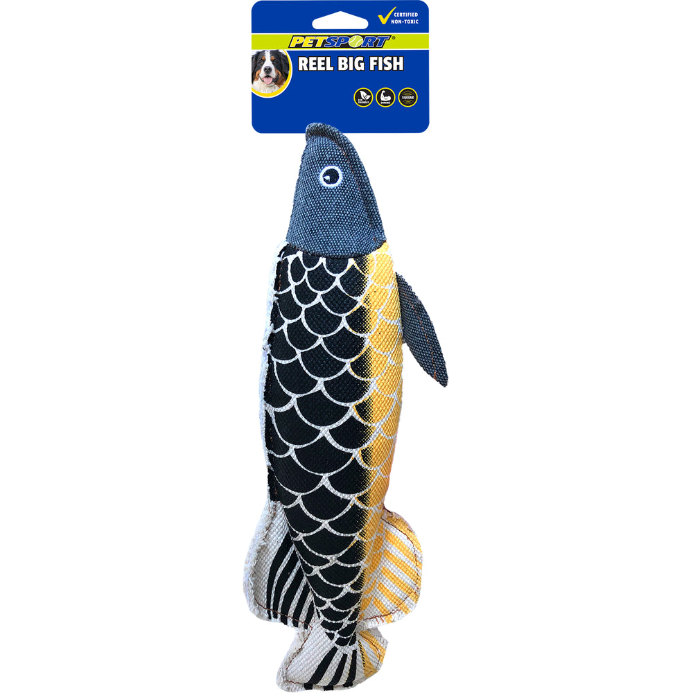 Reel Big Fish Canvas Plush Squeaky Dog Toy