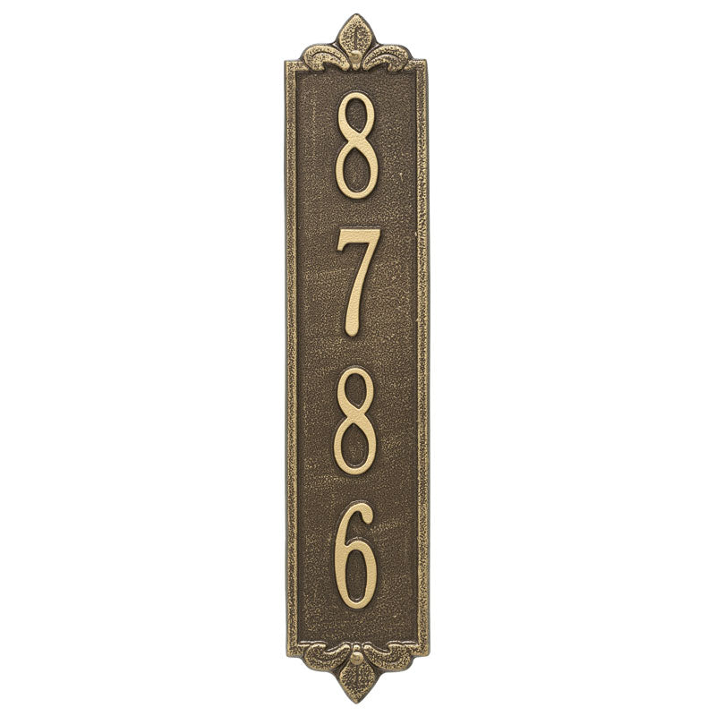 Whitehall Lyon Vertical Wall 1-Line Personalized Address Plaque - Antique Brass