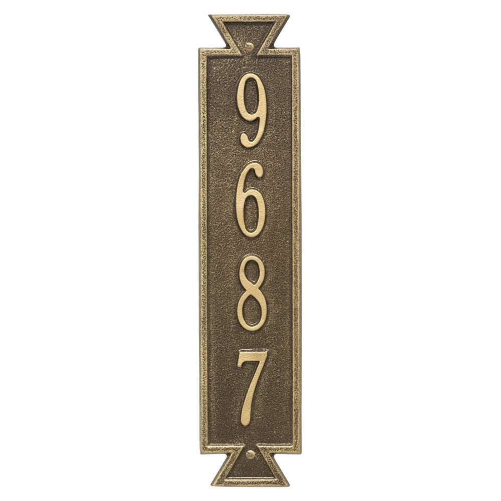 Whitehall Exeter Vertical Wall 1-Line Personalized Address Plaque - Antique Brass