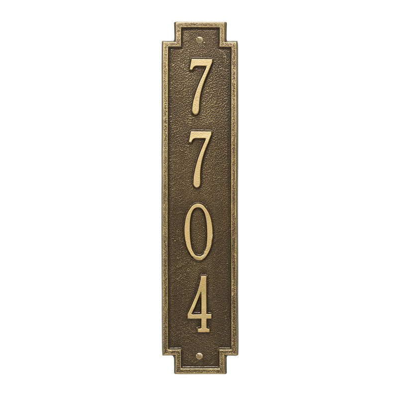 Whitehall Windsor Vertical Wall 1-Line Personalized Address Plaque - Antique Brass