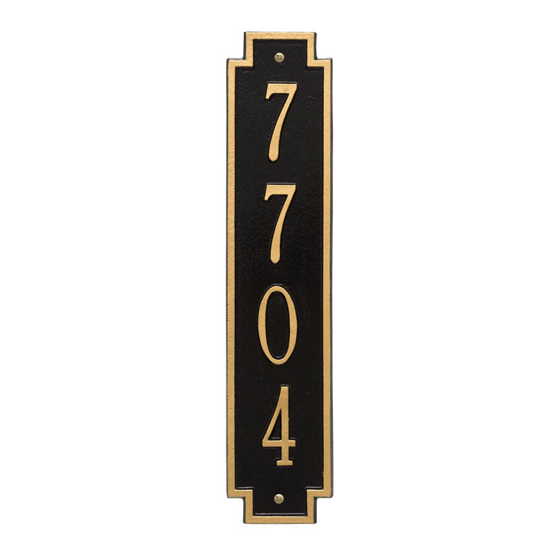 Whitehall Windsor Vertical Wall 1-Line Personalized Address Plaque - Black/Gold