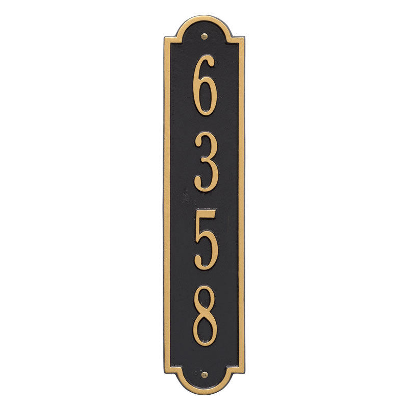 Whitehall Richmond Vertical Standard Wall 1-Line Personalized Address Plaque - Black/Gold