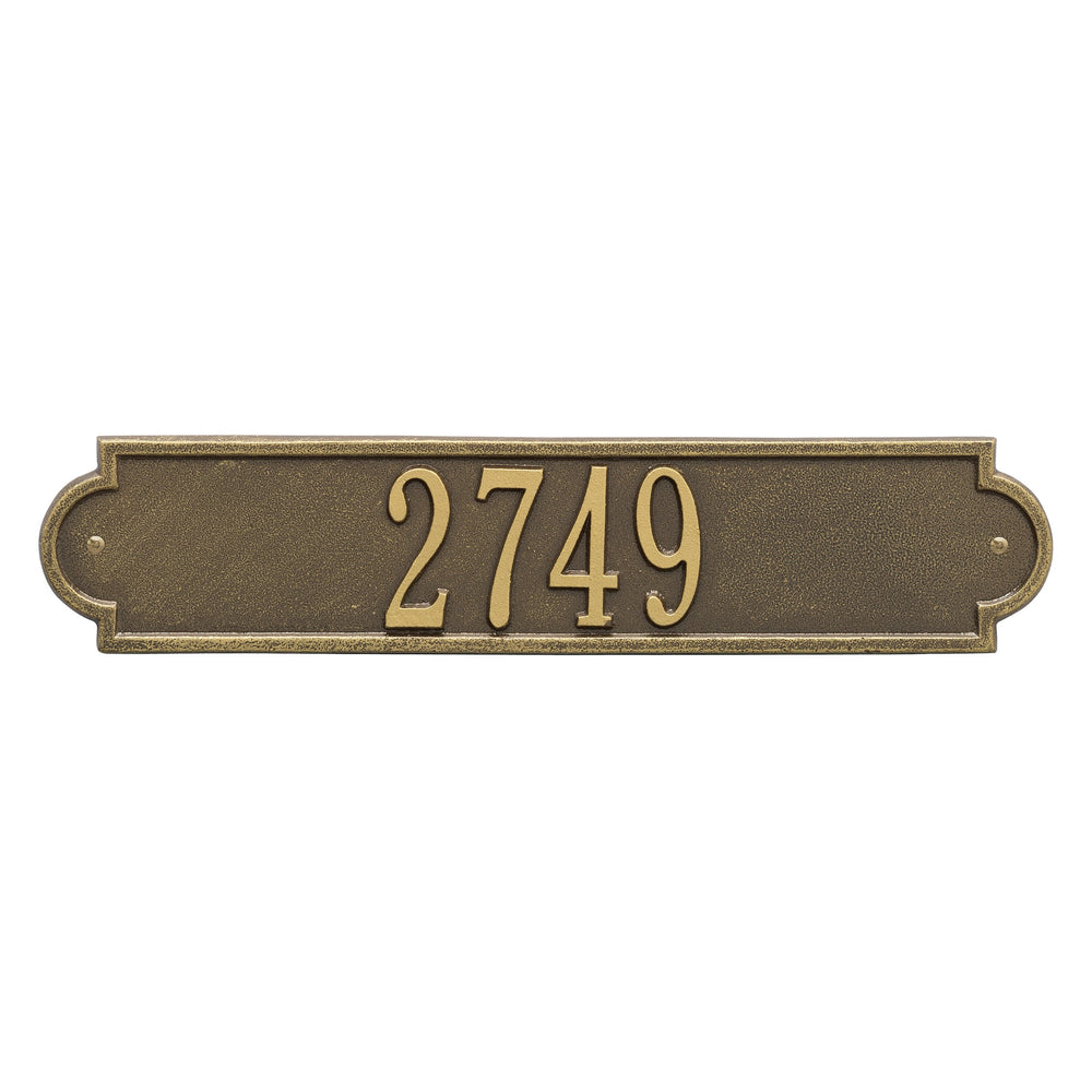 Whitehall Richmond Horizontal Standard Wall 1-Line Personalized Address Plaque - Antique Brass